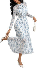 GothDark Polka dot Dress for Women Tie Neck Bow Ruffle Fall Vintage Dress