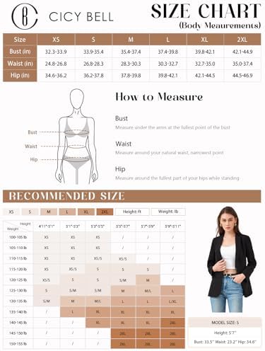 Cicy Bell Womens Casual Blazers Long Sleeve Work Office Suit Jackets Blazer