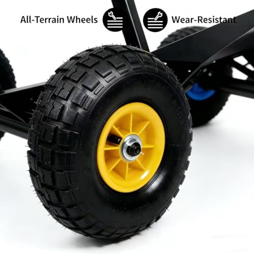【Local delivery 】 29in Galvanized Blade Heavy-Duty 2-Wheel Snow Pusher Hand Plow for Snow Removal w/Wheels, Adjustable Handle, Blade Angle (Yellow)