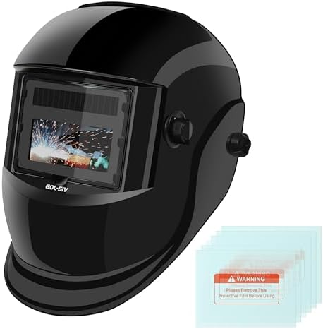 Welding Helmet Auto Darkening-Solar/Battery Powered-True Color -Wide View Screen Welding Mask-2 Arc Sensor, 0.1ms Response Time-Shade 9-13,For SMAW, MIG, TIG And Grinding