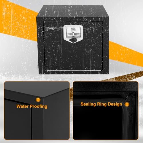 18 Inch Underbody Truck Box Steel Storage Tool Box | 18" x 14" x 16" Tool Chest Organizer w/Lock and Keys For Pickup,Truck Bed, RV, Trailer,Heavy Duty Waterproof Black box