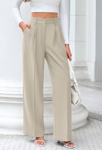 FUNYYZO Wide Leg Dress Pants for Women Work Slacks Business Casual Outfits