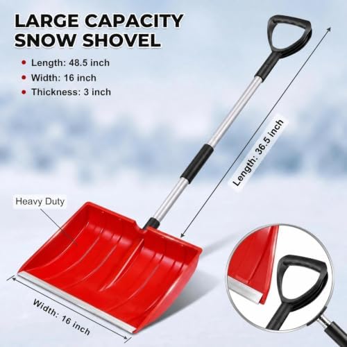 Compact Snow Shovel for Trunk Emergency, Detachable for SUV & Car (Blue)