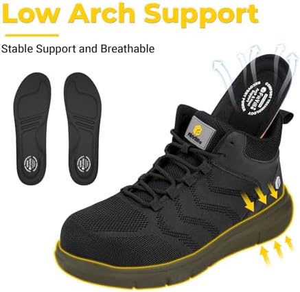 FitVille Extra Wide Work Boots for Men Composite Steel Toe Safety Boots High Top Work Shoes for Men