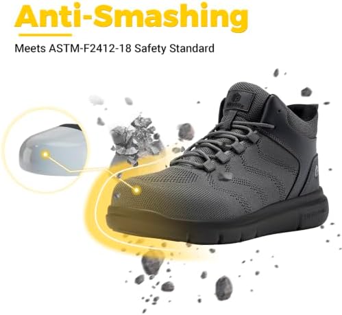FitVille Extra Wide Work Boots for Men Composite Steel Toe Safety Boots High Top Work Shoes for Men