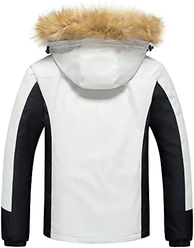 Pursky Men's Waterproof Ski Jacket Winter Snow Coats Fur Hooded Raincoats Parka