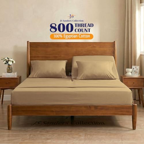 JS Sanders Collection Split Head Sheet Set 4PC King Size, Taupe