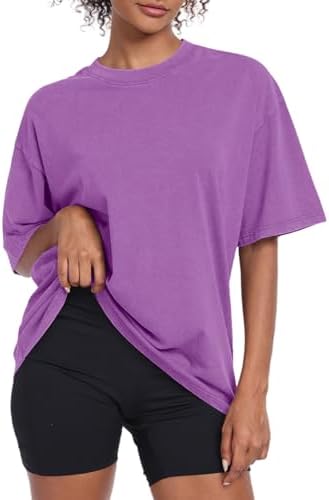 Womens Vintage Oversized T Shirts Acid Washed Baggy Cotton Tee Workout Gym Shirts Boyfriend Short Sleeve Tops