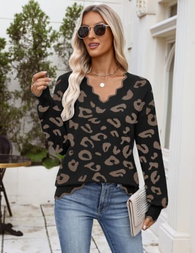 Zeagoo Women's 2026 Fall V Neck Sweater Long Sleeve Lightweight Knit Tops