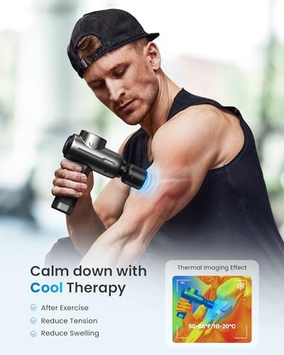 RENPHO Active+ Thermacool Deluxe Massage Gun, Charging Stand, Heat and Cold
