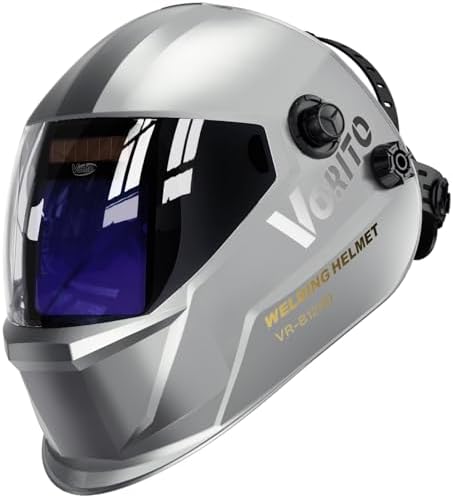 Large View True Color Auto Darkening Welding Helmet with LED Light - Solar Powered, 4 Arc Sensors, 1/1/1/1 Optical Clarity, Wide Shade 4/5-13 for TIG MIG ARC Grind