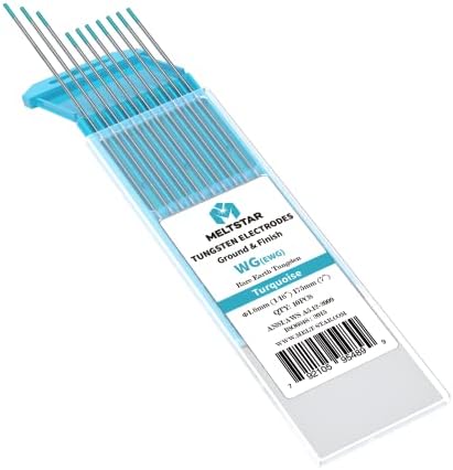 TIG Welding Tungsten ElectrodesRare Earth blend Tungsten Electrodes(Comparable to E3 Purple) 1/16” x 7” (Turquoise, WG20) 10-Pack