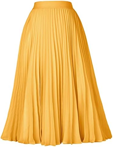 GRACE KARIN Pleated Midi Skirt for Women Chiffon A-Line Outfits
