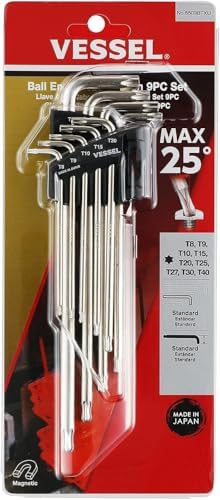 VESSEL Ball End TORX L-Key Wrench 9PC. Set No.8509BTXU