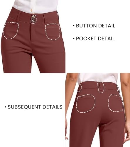KICZOY Women Dress Pants Stretch Business Straight Leg with Pockets Wear to Work Casual 2026 Suitpants
