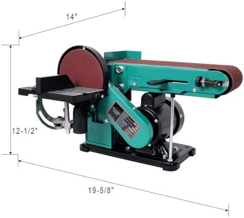 4 x 36 Belt and Disc Sander, Benchtop Belt Sander with 6-Inch Disc, Adjustable Work Table, Heavy Duty Sanding Machine for Woodworking, Metal & Plastic