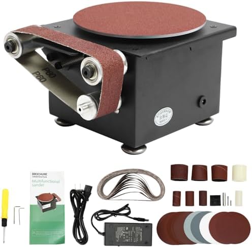 2 in 1 Mini Disc Sander 6-Inch, 1.2x15in Belt Bench Grinder, Adjustable Speed Electric Sander Suitable for Diy Grinding of Metal, Wood, Aluminium, Etc