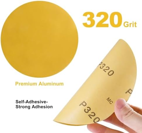 CowboyBOB 100 PCS PSA Sanding Discs 6 Inch 320 Grit Sticky-Back Sandpaper