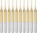 uxcell 10Pcs 0.6mm Titanium Coat Carbide End Mill Engraving Milling Cutter CNC Router Bits for PCB Machine, 1/8" Shank