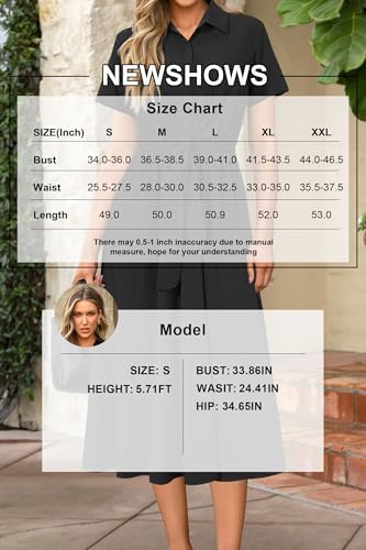 Newshows Women's Work Business Casual Outfits Tie Waist Midi Shirt Dress