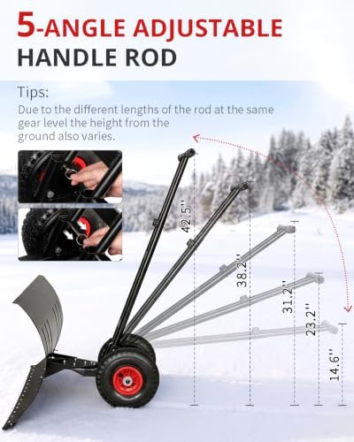 Outvita Snow Shovel with Wheels, 36" Wide 18" Long, Black