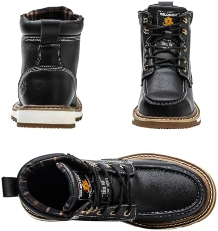 KELODON Waterproof Steel Toe Boots For Men 6" Moc Work Shoes