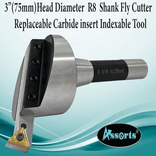 3-Inch Fly Cutter with 75 mm Head Diameter for Milling and Lathe Machines, Indexable Flycutter with Replaceable Carbide Insert for Precision Metalworking Applications and Smooth Cutting Output