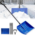 Therwen 52 to 66 Inch Snow Shovel for Driveway with Aluminum Strip Adjustable Length Detachable Large Snow Shovel with D-Grip Handle, Portable Shoveling Tool for Home Garage Garden Camping Outdoor
