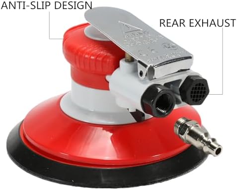 6 Inches Air Random Orbital Sander, Pneumatic Palm Sanders For Wood Polisher Metal,And Auto Body Work, Dual-action Sander