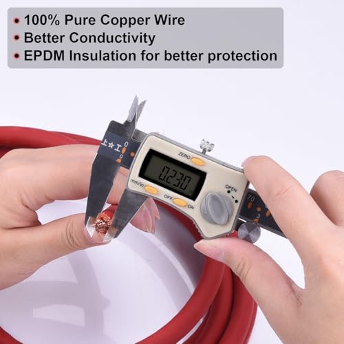4 Gauge Battery Cable, 20FT Red + 20FT Black 4 AWG Pure Copper Wire Welding Cable, for Automotive, Battery, Solar and Generator, Standard USA OFC Wire