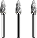 Carbide Burr Set 1/4" Shank SF-3 Die Grinder Bits Tungsten Double Cut Burr Bits (3/8" Cutter Dia X 0.84" Cutter Length) for Die Grinder Kits Metal Grinding Drilling Polishing (3pcs)