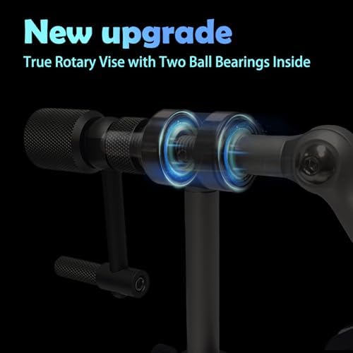 EUPHENG New Upgrade N075 Madison True Rotary Vise with Two Ball Bearings Inside More Smooth Fly Tying Vise with 360 Degree Rotation Easy Adjustment of Rotation Resistance 26 to 4/0 Hook Sizes