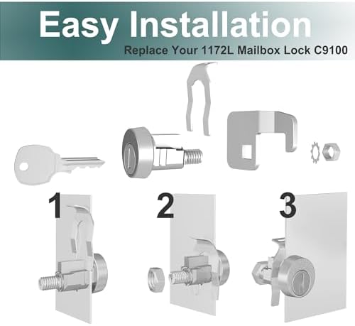 1 Pcs Mailbox Locks, National L-1172C Mailbox Lock Replacement for C9100 Mailbox Key Lock with 3 Keys and C7120 Cam, Nickel Finish