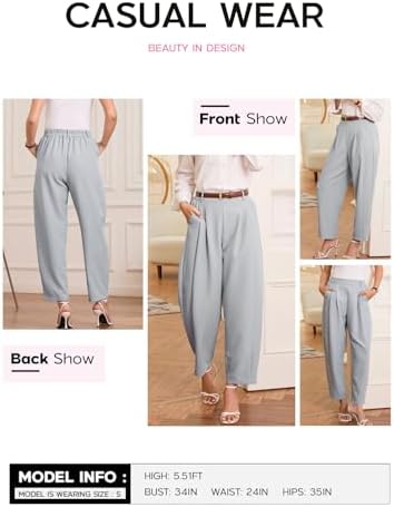 EVALESS Womens Wide Leg Barrel Pants with Pockets