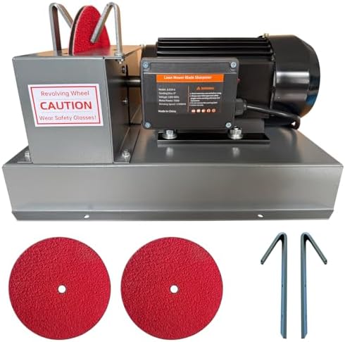 Goldsand Lawn Mower Blade Sharpener, 1HP 750W Lawnmower Blade Grinder Professiona with 9-inch Red Ceramic Grinding Wheel, for High/Low Lift Blades, Gator Blades, Flat Blades