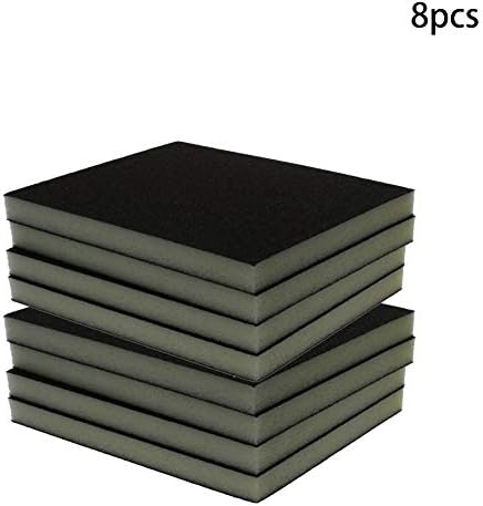 Utoolmart Sanding Sponge Sanding Blocks, 100 Grit Wet Dry Sandpaper Sponge, Washable and Reusable Sand Sponge Kit, for Kitchen Cookware Cleaning and Rust Removal of Rusted Metal, Grey, 8 Pcs