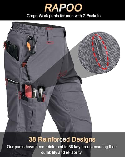 Mens Cargo Pants Ripstop Breathable Tactical Hiking Pants with 7 Pockets