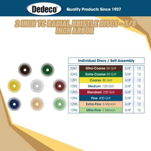Dedeco Sunburst Radial Bristle Discs 12-Pack - 2" Curved - 3/8" Arbor - Peach 2500 Grit (Extra-Fine, 6 Micron) - Aluminum Oxide for Polishing & Finishing