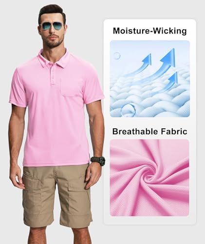 ZITY 5 Pack Polo Shirts for Men with Pocket Dry Quickly Short Sleeve Athletic Outdoor Work Collared Shirts