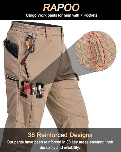 Mens Cargo Pants Ripstop Breathable Tactical Hiking Pants with 7 Pockets