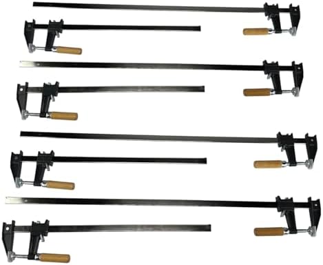 Pack of 8 - Bar Clamps 24" & 36" - 4 of each F-Type Woodworking Steel with Wood Handles