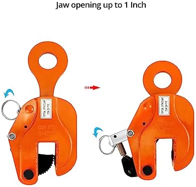 QWORK 2-Ton Heavy Duty Vertical Plate Lifting Clamp, 4400 lbs Capacity, Sheet Metal Lifting Clamp for Welding and Building, Orange Steel Plate Lifting Clamps
