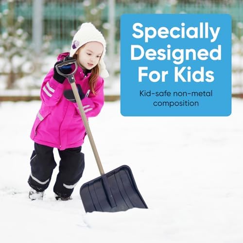 Superio Kids Snow Shovel, 32-Inch Lightweight Trunk Shovel with 12” Poly Blade & D-Grip, Blue, 2 Pack