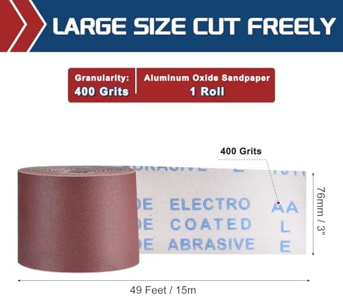 Sandpaper Roll 3Inch 49FT 400Grit Aluminum Oxide Emery Cloth Roll