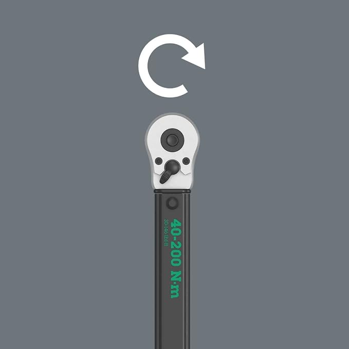 Wera - 5075622001 Click-Torque C 3 torque wrench with reversible ratchet, 1/2" x 40-200 Nm, black/green