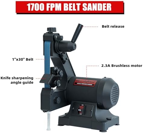 BUCKTOOL 1x30" Low Speed Belt Sander for Knife Sharpening,2.3A,1790RPM