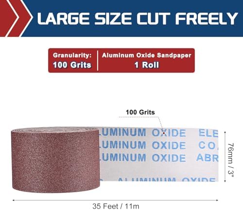 Sandpaper Roll 3Inch 35FT 100Grit Aluminum Oxide Emery Cloth Roll