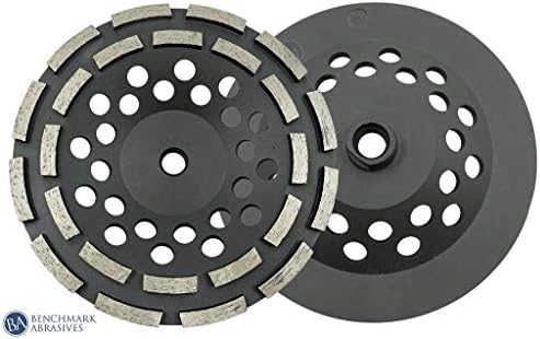 Benchmark Abrasives 7" Double Row Diamond Grinding Cup Wheel for Angle Grinder with 5/8"-11 Arbor Hole Use on Concrete, Granite, Marble, Masonry, Natural Stone