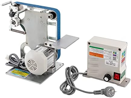 550W Electric Bench Sander Belt Disc Sander with Controller and 2 Belts, Double Bearing Random Orbital Sander Belt Sander for Woodworking, DIY, Metal, Stone Silver 110V 6000RPM 3Nm