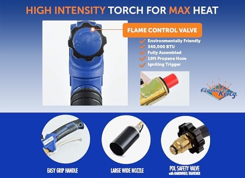 Flame King YSN340K 340,000 BTU Propane Torch Weed Burner with 10-ft Hose